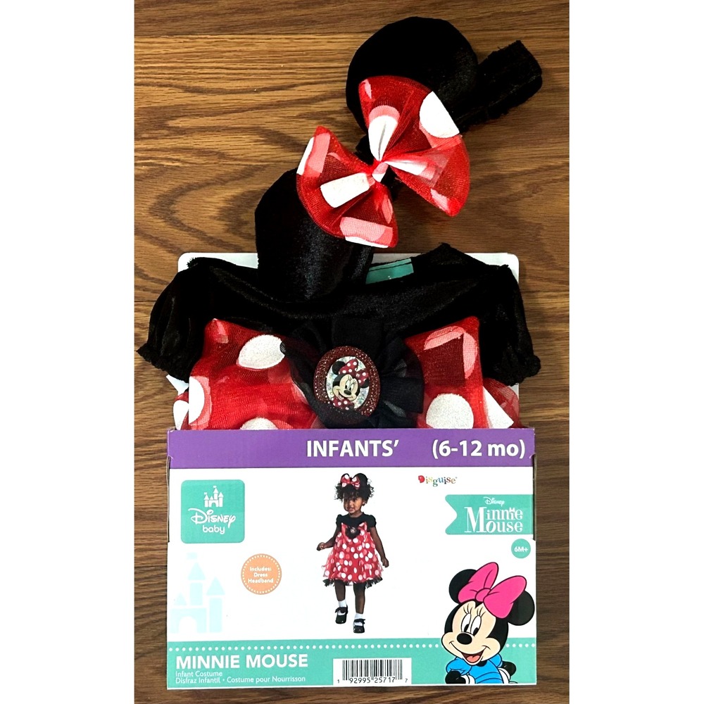 Disney Baby Minnie Mouse Halloween Costume Dress Headband Infants Size 6-12M New